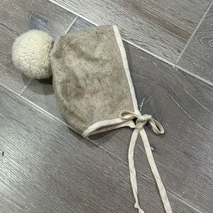 Briar Baby Bonnet in Snowdrift Pom Bonnet Cotton Lined 2-4Y